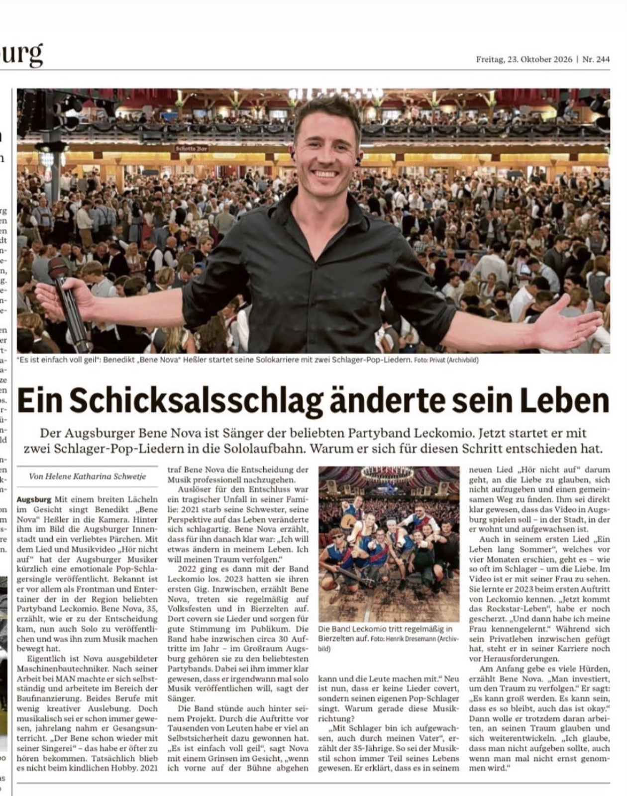 Zeitungsartikel der Augsburger Allgemeinen über BENE NOVA